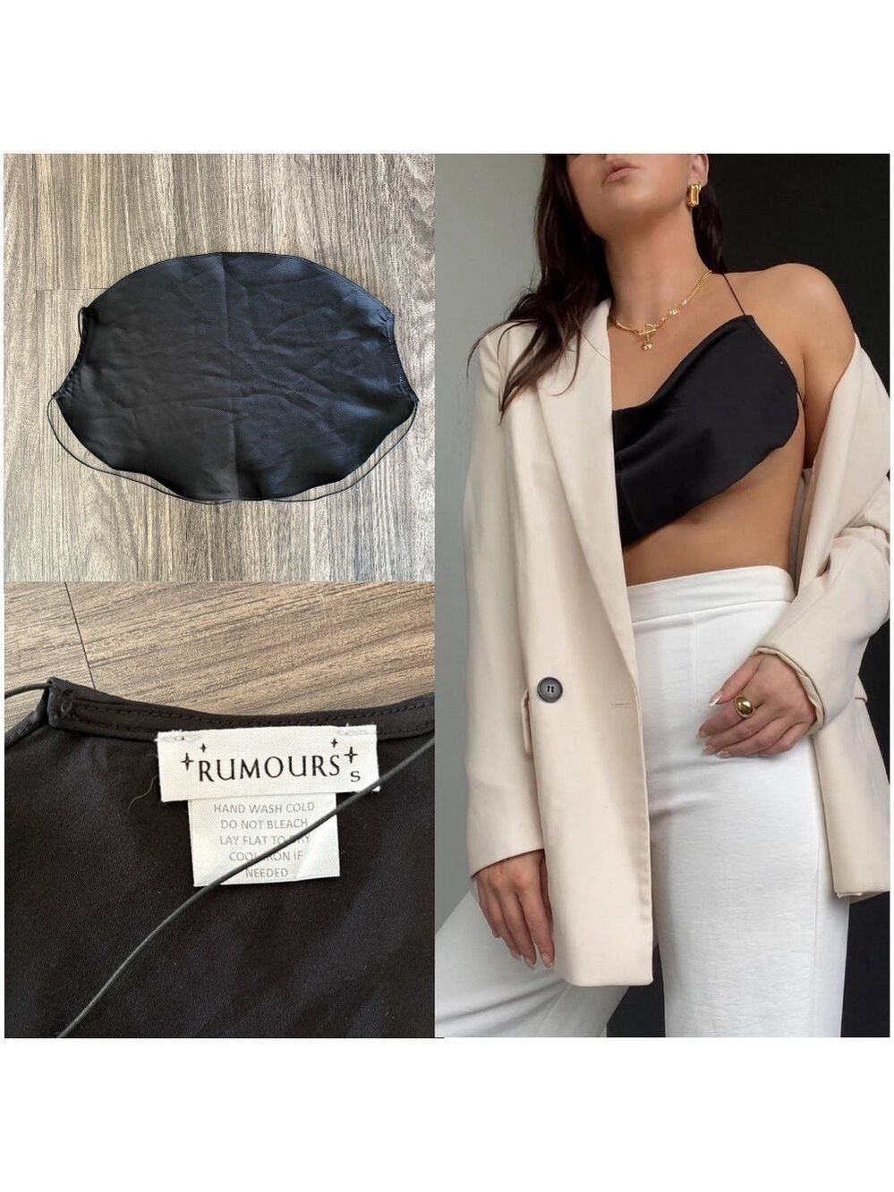 rumored Italian Love Crop top Black Open Back Small Skimpy Sexy Top